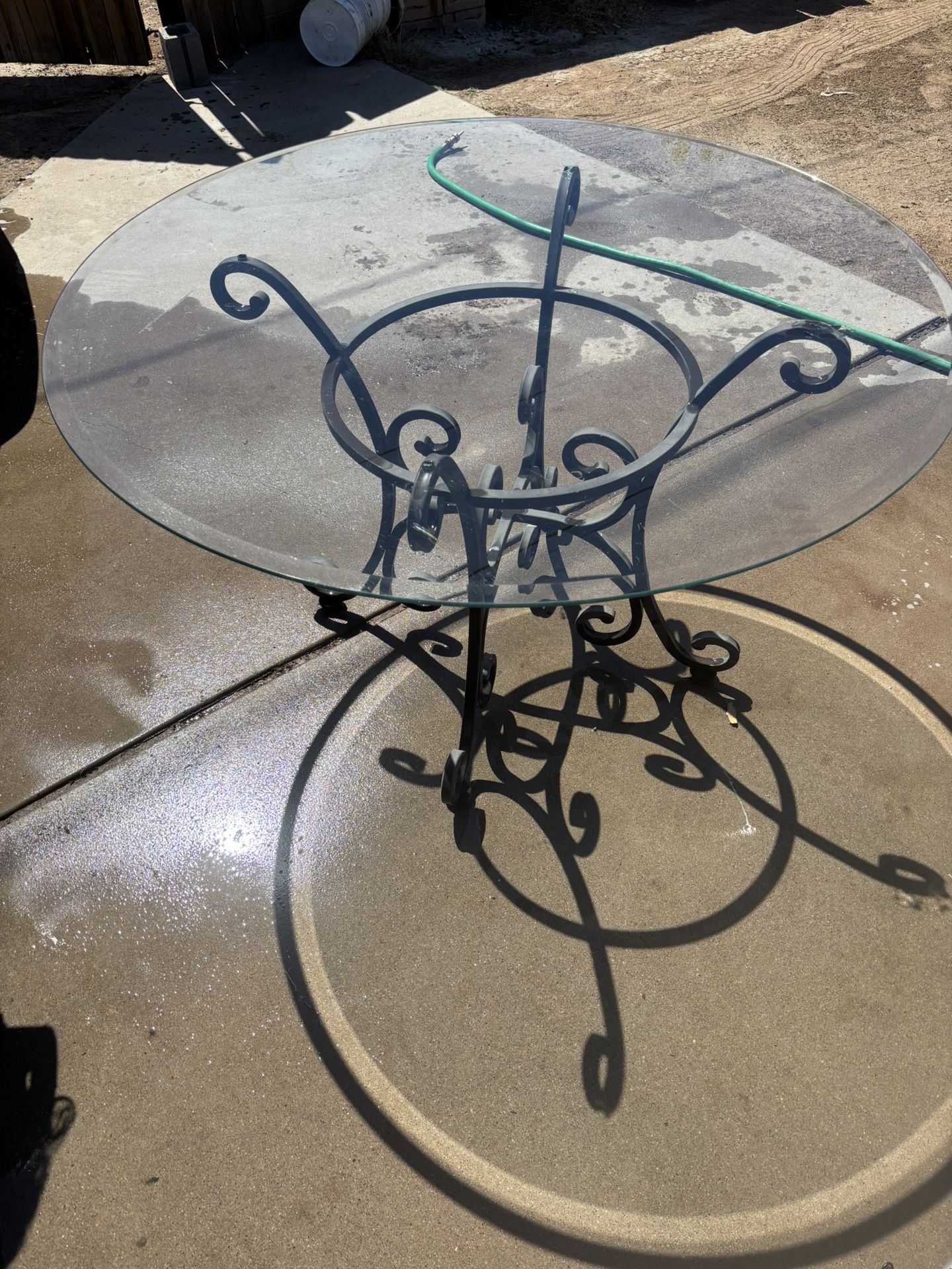Round Glass Top Wrought Iron Dining Table