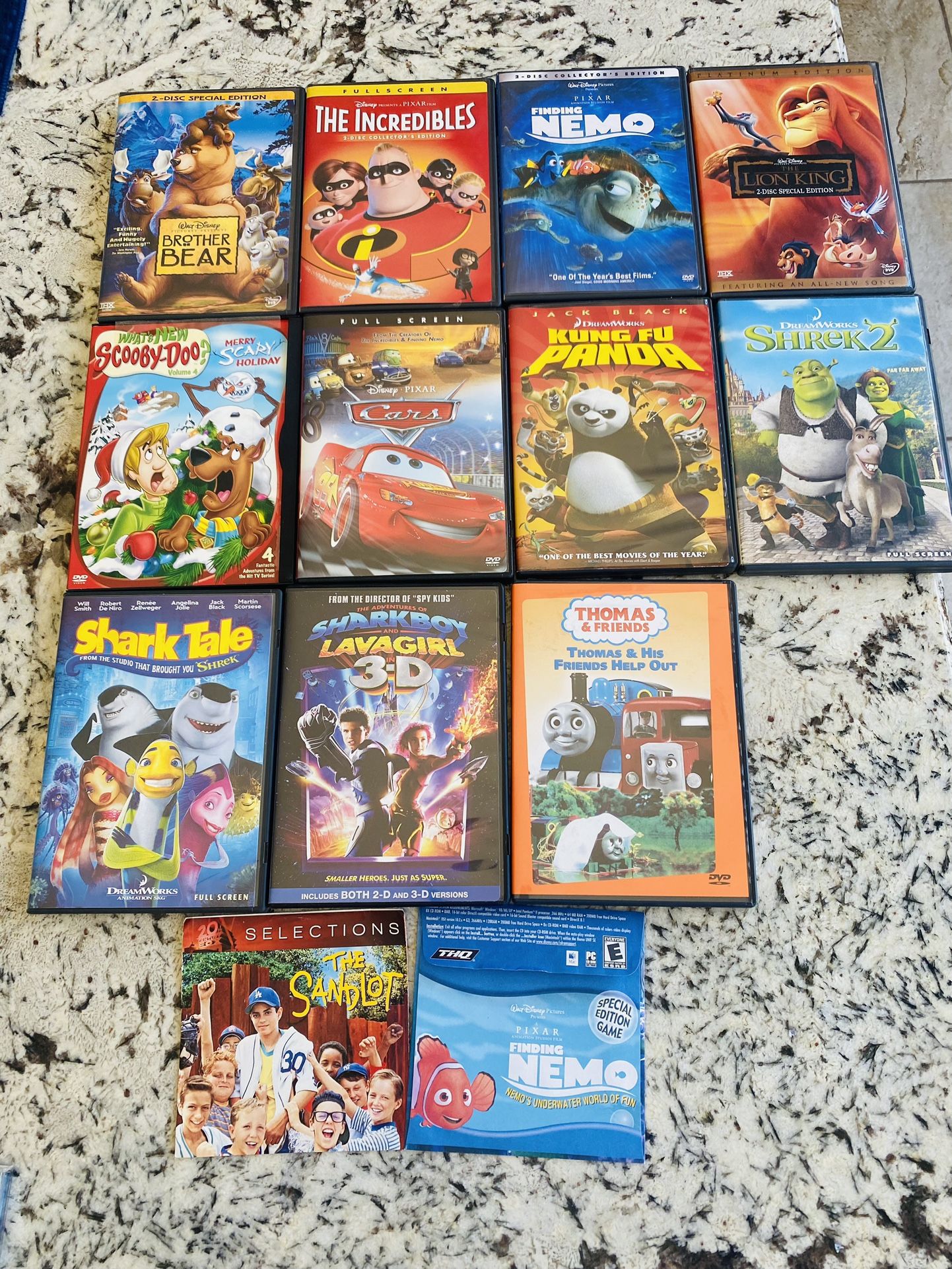 12 Kids DVD Movies and 1 CD Computer Game