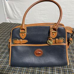 Dooney & Bourke Black Navy Leather Tote Bag Made in USA