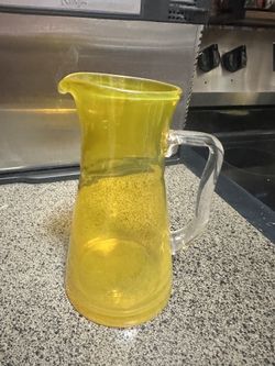 Vintage Yellow Ftd Mid-Century Hand Blown pitcher