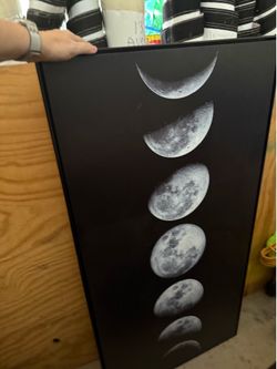 Large Moon Phases Framed Wall Art (49” x 25”)