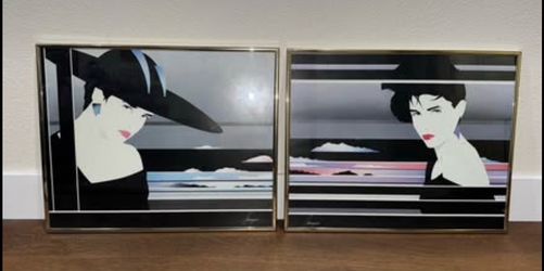Vintage Framed Art Prints – Set of 2 – Art Deco / 80s Glam Style (Set Only)