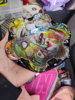 Exquisite 1950/60's Venetian Freeform Art Glass Ashtray