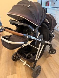 Mockingbird Double Stroller with Snack Trays and Riding Board