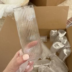 Plastic ribbed champagne mimosa glasses