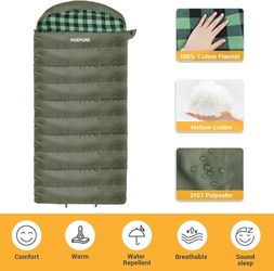POEPORE Sleeping Bag with Flannel Lining