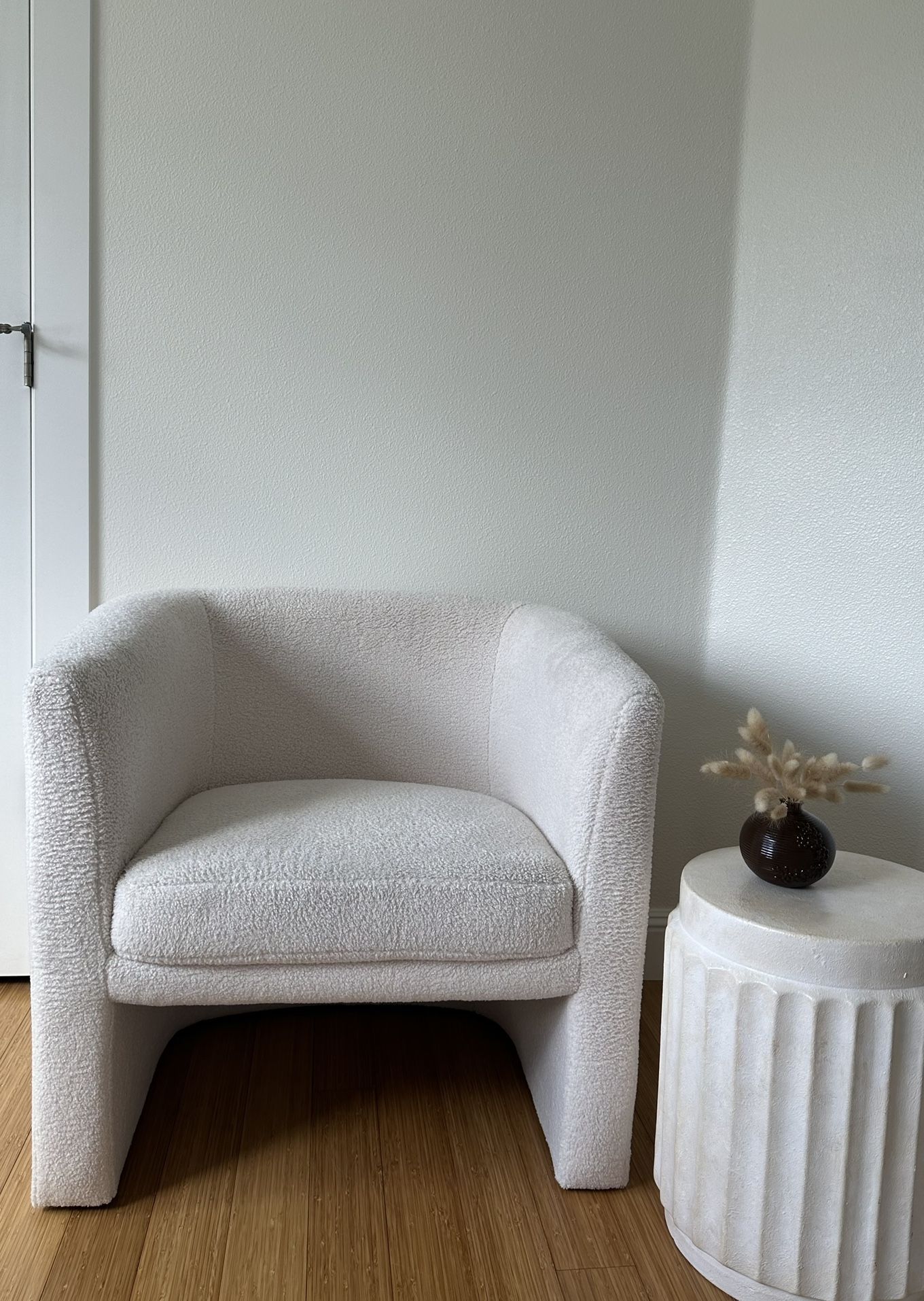 White Boucle Accent Chair 