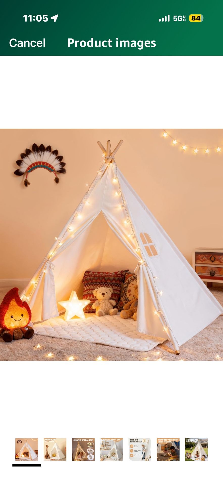 3 NEW Teepee Tents with glow lights