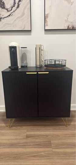 Modern Black Storage Cabinet with Gold Legs