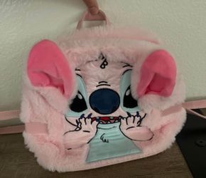 Pink plush character backpack