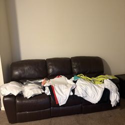 Leather Couch  Recliner With End Seat