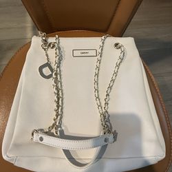 DKNY White Leather w/Gold Accents Purse (Shoulder or Crossbody)