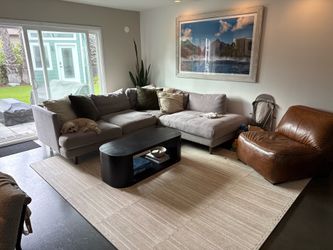 Living Spaces Grey Sectional Couch / Sofa