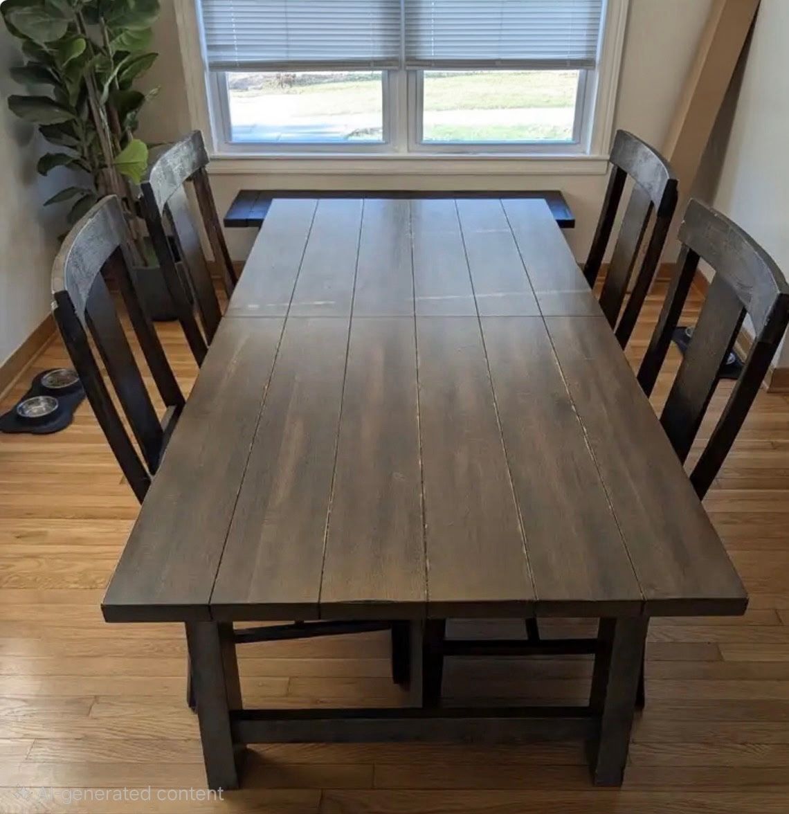 WORLD MARKET TRESTLE DINING TABLE AND 4 CHAIRS