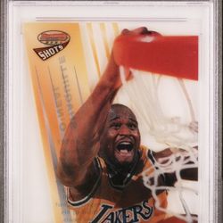 1996-97 Bowman’s Best -Best Shots INSERT/PARALLEL CARD #BS3 SHAQUILLE O’NEAL - RARE REFRACTOR PARALLEL - GRADED PSA 9 MINT CONDITION!💎