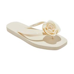 Women’s Rosette Thong Flip Flop Sandals - Slip On, Open Toe, Square Toe