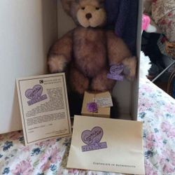 NIB Annette Funicello Bonnie Bon Bon Bear 14" Plush Bear NIB  W/ Cert Of Authent