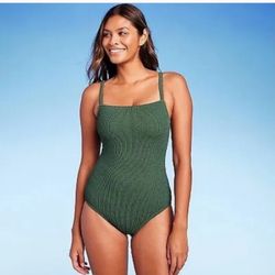 Women's Pucker Textured Square Neck High Coverage Small  One Piece Swimsuit - K… NWT/NEW Kona Sol
