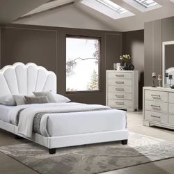 White Full Bed Frame w/ LED Lights 