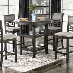 Brand New Grey 5pc Counter Height Dining Table Set 