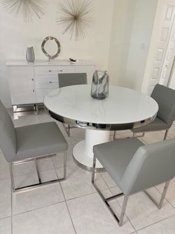 Round Dining Table set with Micro UPH Chairs