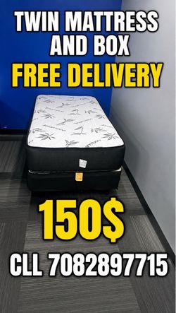 Huge sale for Mattress And Box Twin size #mattress and box 150.$ full 190$ Queen 200$ king 290$. free delivery free set up 708….289…7715… cash or Zell