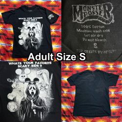 Monster Posse Black T-Shirt Ghostface Scream Disneyland Adult Sz Small Halloween