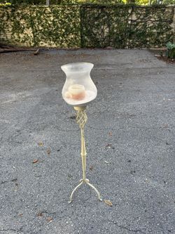 Tall Wrought Iron Hurricane Candle Holder – $30