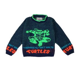 Vintage Teenage Mutant Ninja Turtles Sweater Toddler 2T 2 Blue Sweatshirt TMNT