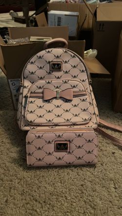 Pink Monogram Mini Backpack and Wallet Set