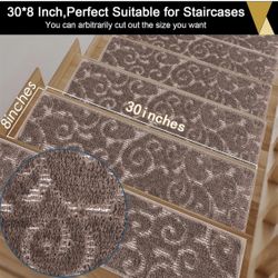HEBE Carpet Stair Treads Non Slip 12 PCS  8" X 30