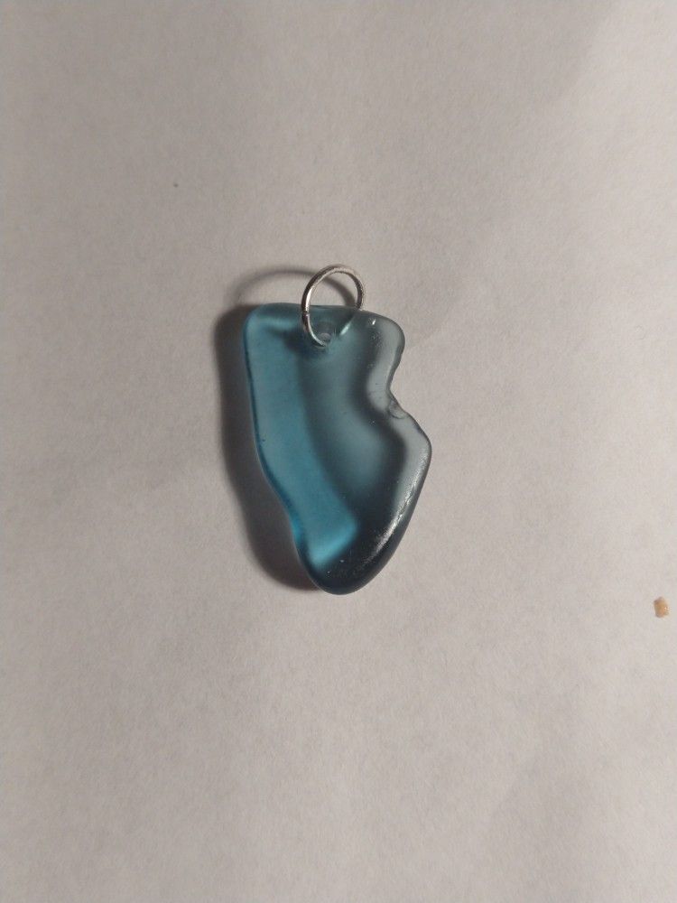 Tumbled Blue Glass Freeform Pendant