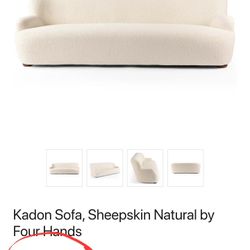 Four hands Kadon Sofa, Sheepskin Natural/Kadon Chaise Lounge Set (New)
