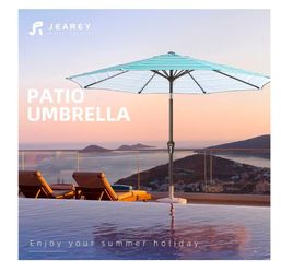 Jearey 9ft blue and green stripe umbrella