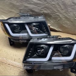 #OH116 14-16 Jeep Grand Cherokee Black LED DRL Projector Headlight Pair