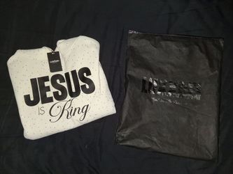 ​White "Jesus Is King" Rhinestone Sparkle Hoodie