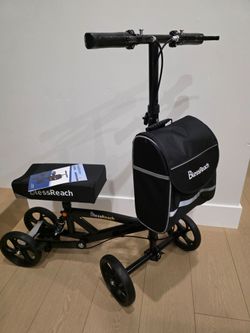 Brand new BlessReach Steerable Knee Walker Deluxe Medical Scooter for Foot Injuries Compact Crutches, with Dual Rear on-Wheel Brake and Shock Absorpti