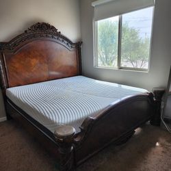 Mahogany King Size Bed Frame And One Night Stand