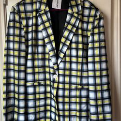 BLUE / GREEN PLAID OVERSIZED BLAZER