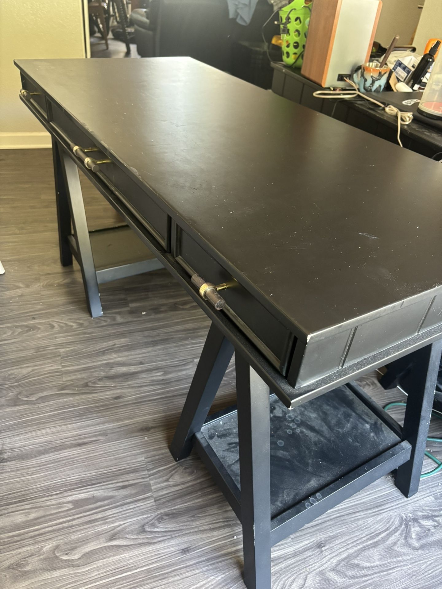 2 Desks. Identical Wooden 3 Drawer Desks