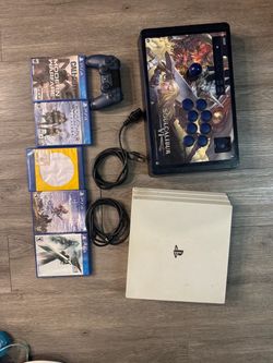 PS4 Pro 1TB White Console Bundle + HORI Arcade Fight Stick, Controller & Games