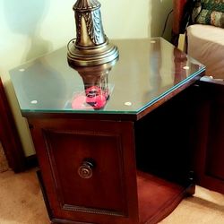 2 Vintage  Set wood end tables with storage