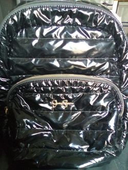 Jessica Simpson black patent quilted backpack