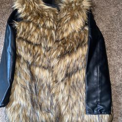 Women’s Pleather And Faux Fur Jacket