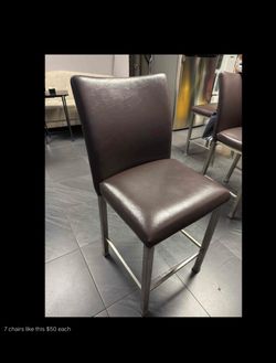 Set Of 7 Tall Leather Type Metal Chairs $50 Each Could Deliver Please Check My Listings 