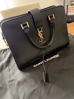 Saint Laurent YSL Black Leather Cabas Bag – Gold Hardwares
