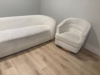 Bouclé Sofa + 2 Accent Chairs – Selling As Is
