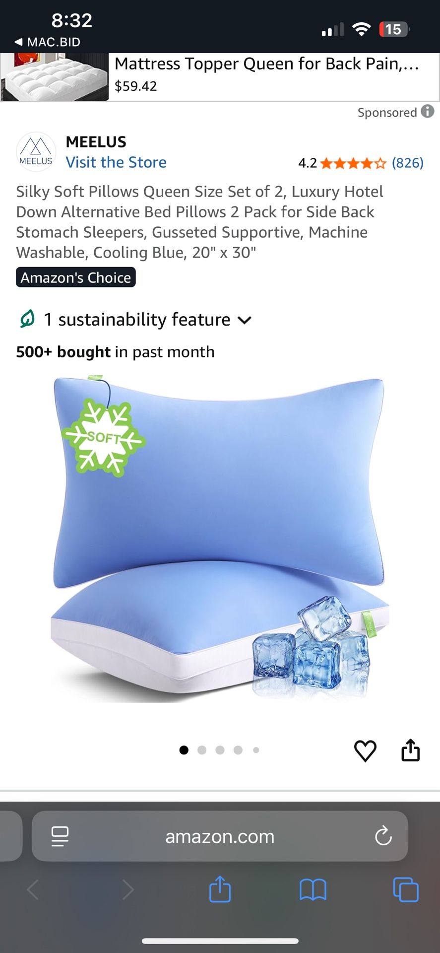 Meelus Queen Size Luxury Pillows Set Of 2