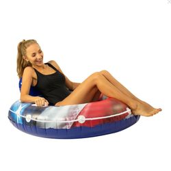 Inflatable Stars & Stripes River Tube With Back Rest by Pool Candy New! $30.00