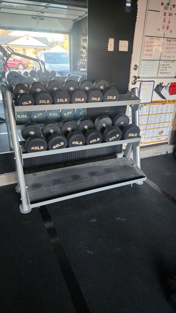 15-45lb Pro Style Rubber Dumbbells